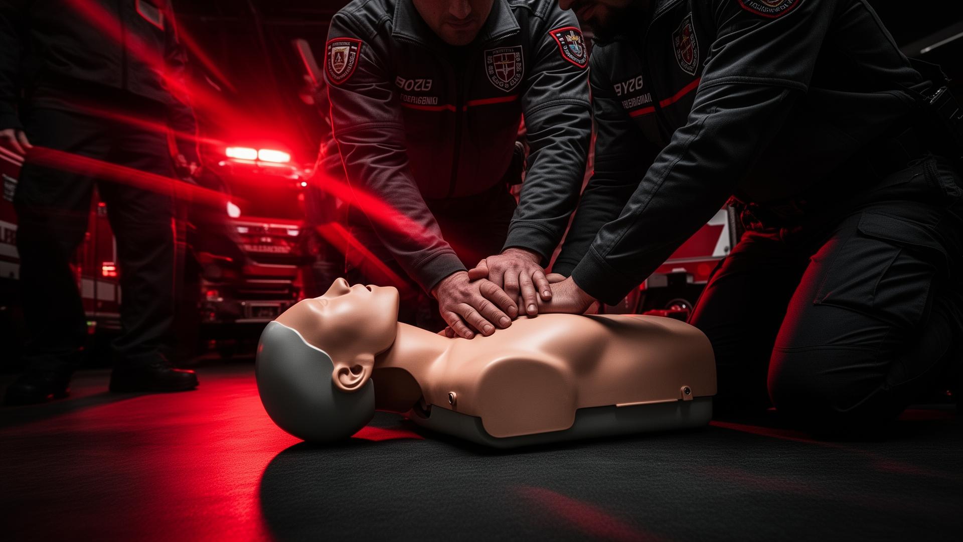 Equipo de emergencias entrenando RCP